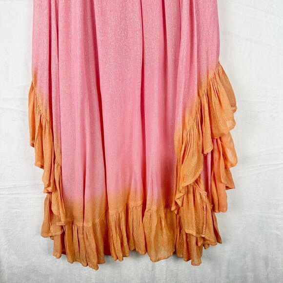 Revolve SUNDRESS Aline Dress Marabella Tie & Dye Size M/L Metallic Hi Low - Picture 10 of 12